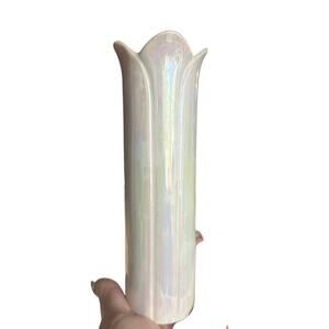 Vintage 1990 FTD Opalescent White Bud Vase 7 1/4"